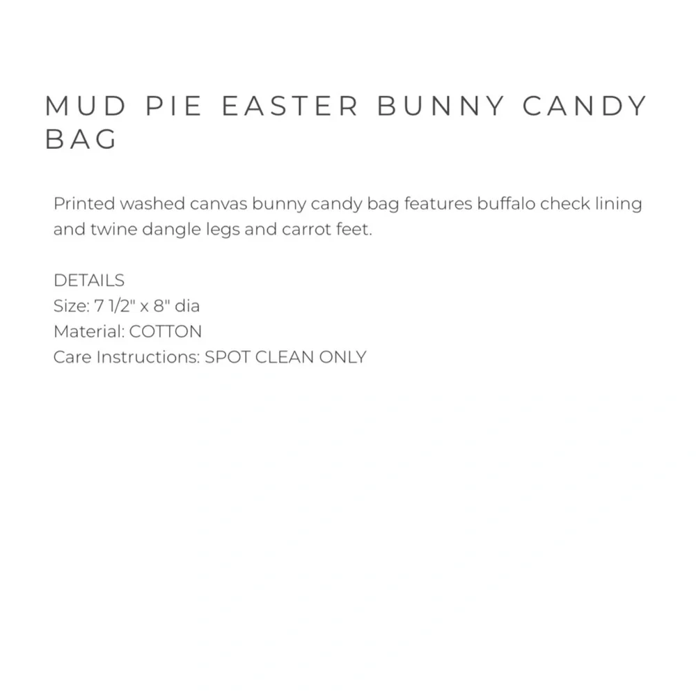 Mud Pie Easter Bunny Candy Bag